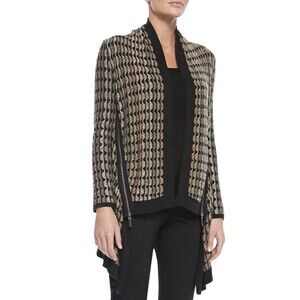 Nic + Zoe 1X Open Front Knit Layover Cardigan Sweater Art To Wear Aztec Zipper